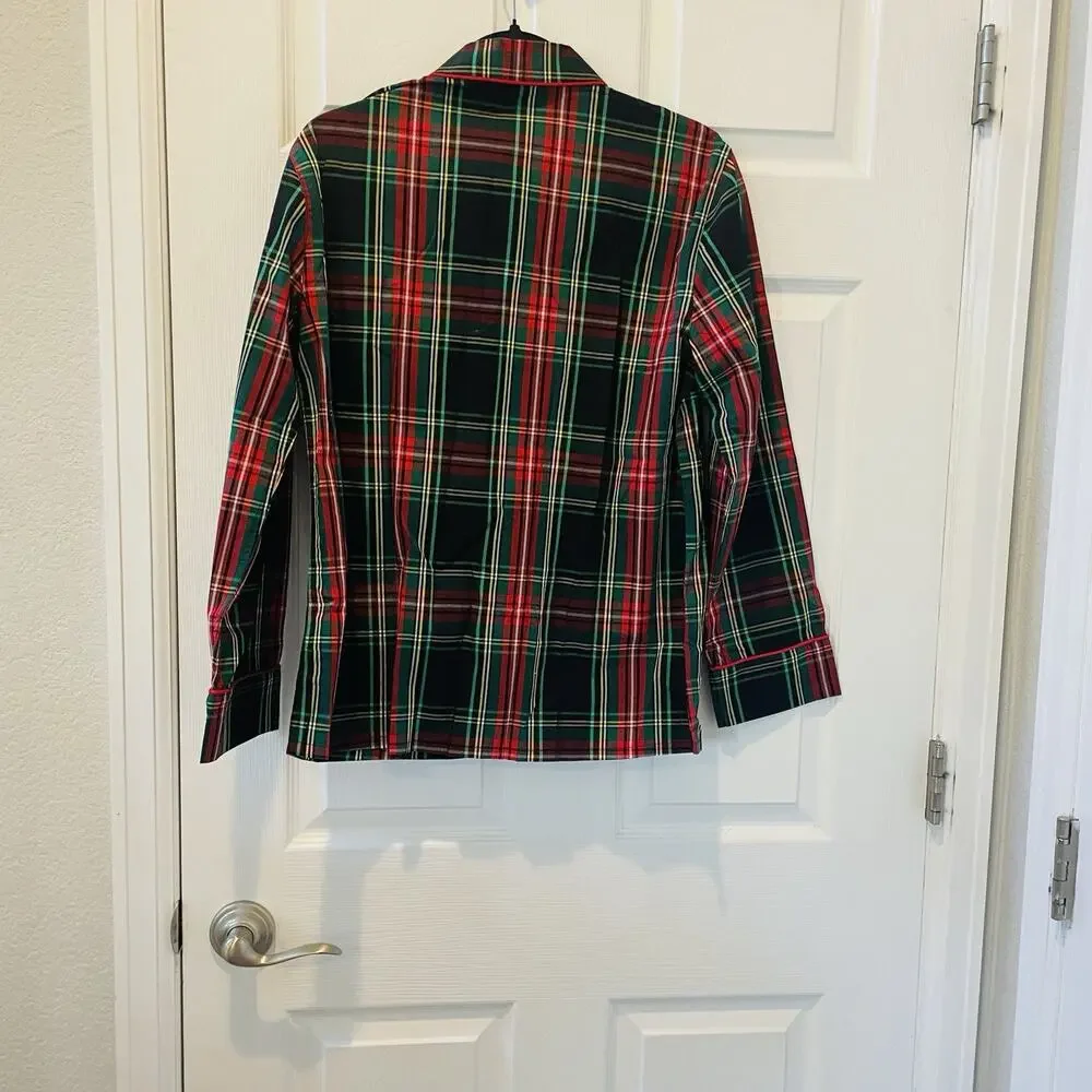 New J.Crew Womens Cotton Tartan Pajama Top Size S #72